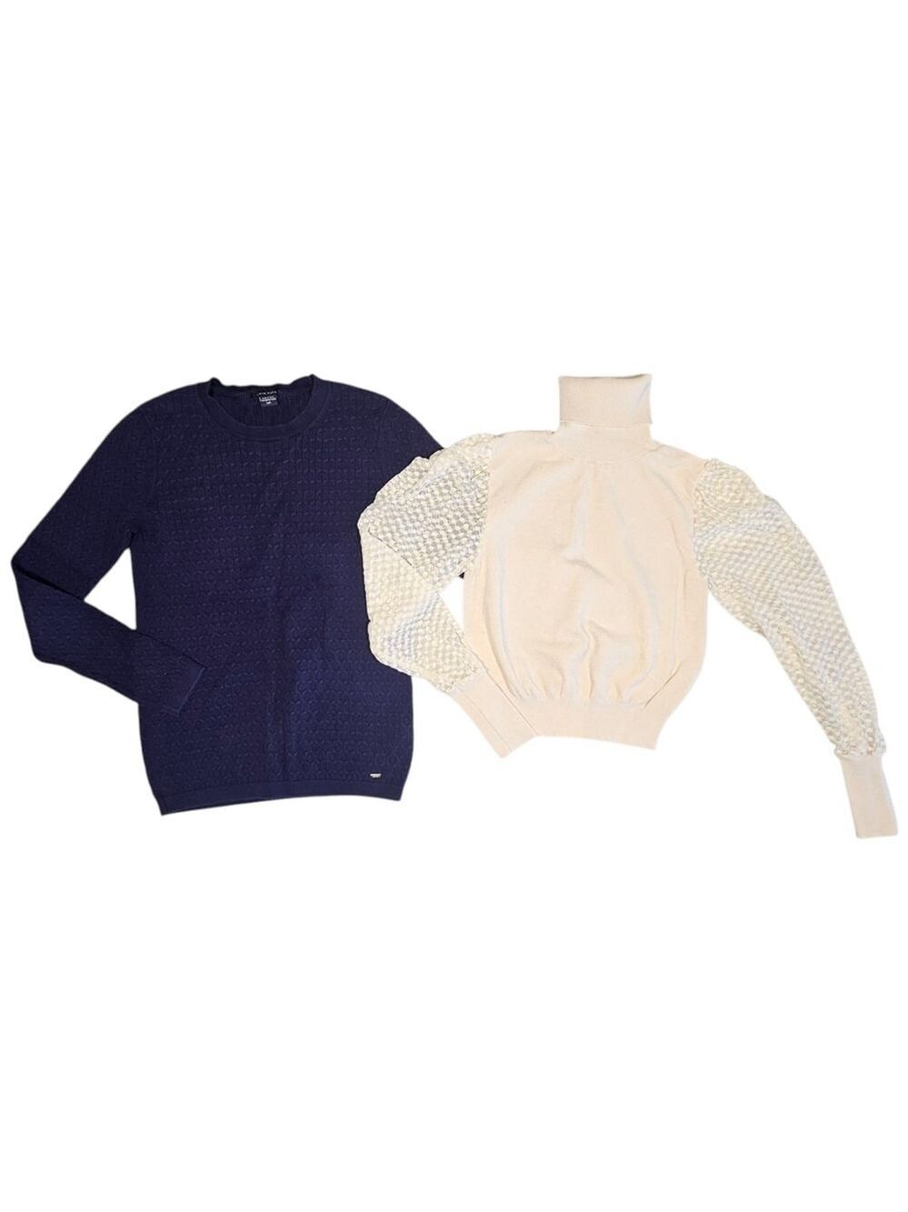 Zara Ivory Puff Sleeve And Tommy Hilfiger Long Sleeve Tops Size Small